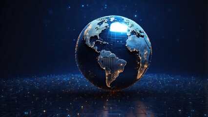 Fototapeta premium Global Network Illuminated Earth