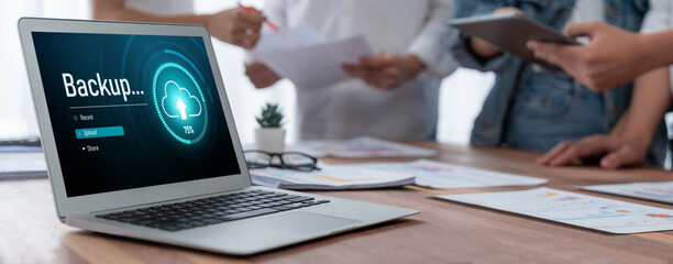 Backup Storage Data Internet Technology Business concept. Database storage cloud technology file...