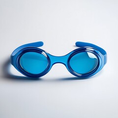 Fototapeta premium Blue swimming goggles on a plain white background