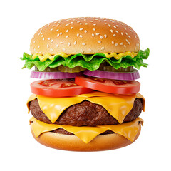delicious big burger with lettuce, tomato and onion