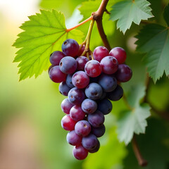 Fototapeta premium basket of cherries, basket of grapes, red wine grapes, red grapes on vine, bunch of grapes, red grapes white background
