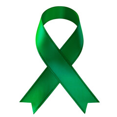 Cutout of green ribbon mental health awareness symbol
