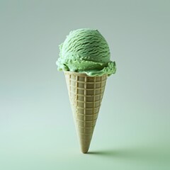 Refreshing green ice cream on a bright background perfect for summer enjoyment