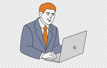 Businessman vector art Illustration Isolated on transparent background and editable stroke