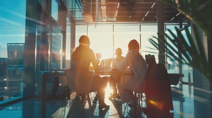 Team Collaborating in a Bright Modern Office Meeting