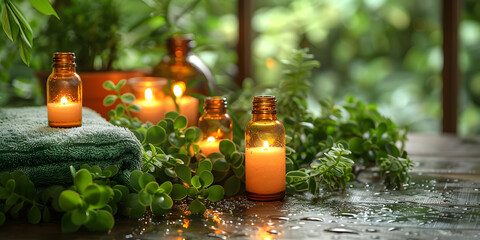 velas aromáticas con spa de fondo y naturaleza 