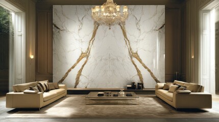 Luxurious marble wall in elegant living room