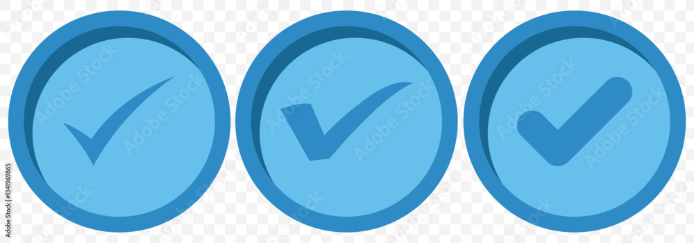 Poster check mark set icon. checkmarks and confirm. round checkmark. blue tick mark icon vector set. check 
