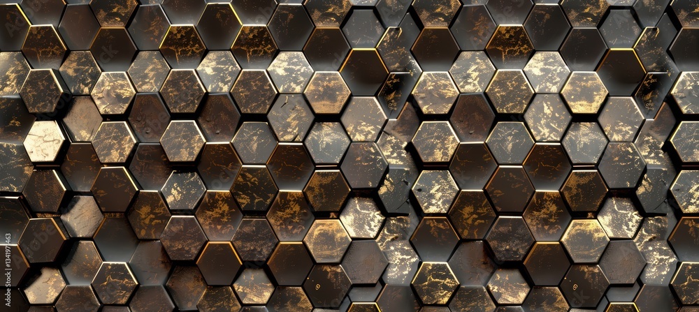 Poster futuristic metallic hexagon pattern for modern design and print projects
