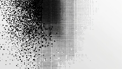 Abstract Pixelated Transition: A captivating abstract composition showcasing a transition from a cluster of pixelated darkness to a gradient of diminishing density.