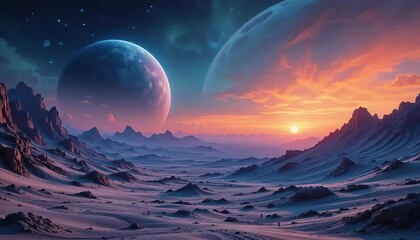 Alien Planet Double Sunset