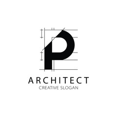 Obraz premium Letter P logo architecture for construction company. property template vector illustration for your brand.