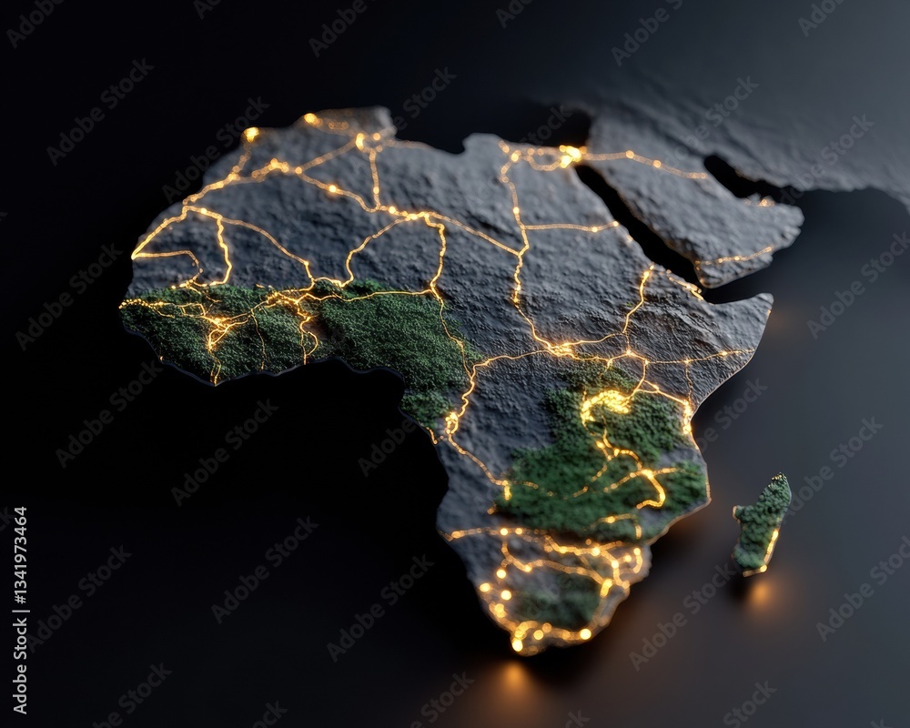 Poster digital africa illuminating emerging market potential with next-gen connectivity, geospatial innovat