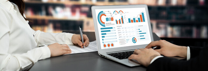 Business data dashboard provide business intelligence analytic for marketing strategy planning...