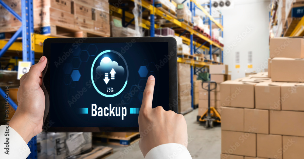 Poster backup storage data internet technology business concept. database storage cloud technology file dat