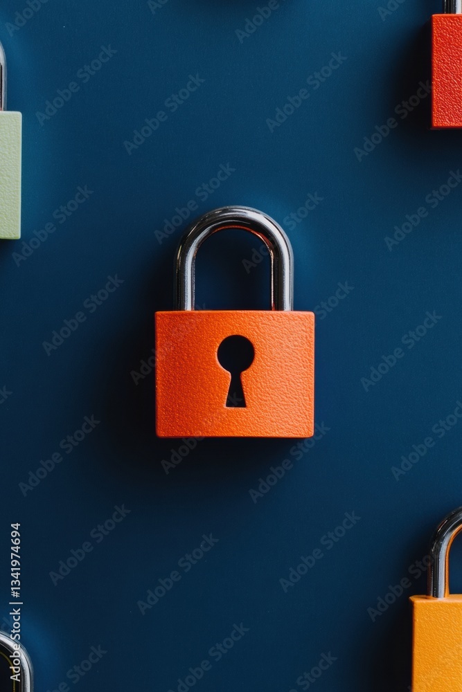 Poster Cutting-Edge Cybersecurity Concept Minimalist Padlock Design Visualizing Zero Trust Data Protection in Next-Gen Digital Defense Landscape