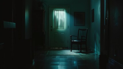 Dark Room with Dramatic Accent Light on the Floor