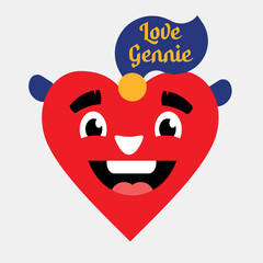 Love Gennie Cartoon Character vector illustration