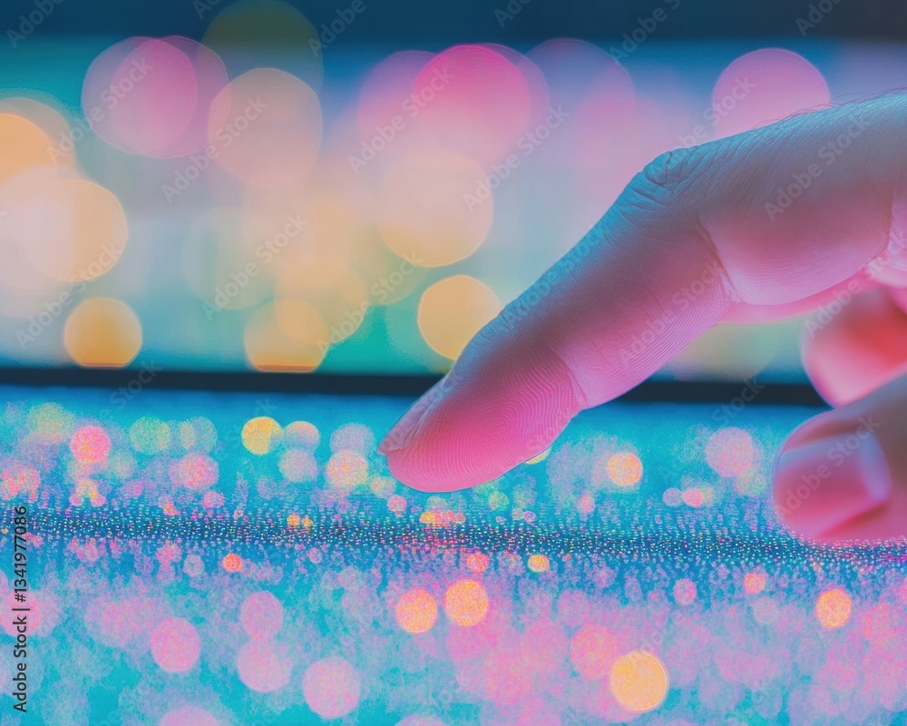 Leinwandbilder ethereal digital touch sensory interactive technology visualizing holographic data landscapes with s