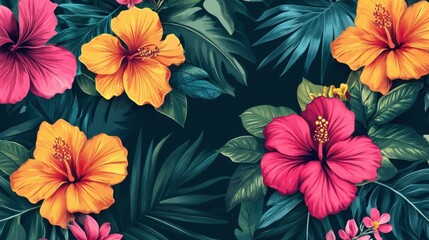 Seamless Vector Floral Design with a Tropical Twist