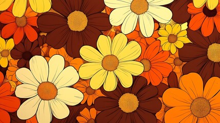 Retro colorful floral pattern background wallpaper