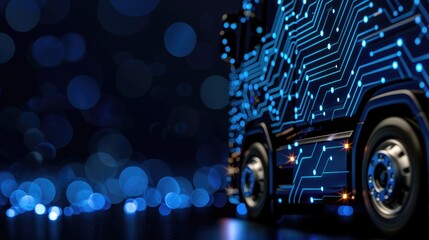 Futuristic Smart Truck Design Digital Circuitry on Modern Vehicle