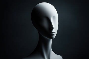 Fototapeta premium Sleek white mannequin bust with dramatic lighting creating striking contrasts and ethereal atmosphere