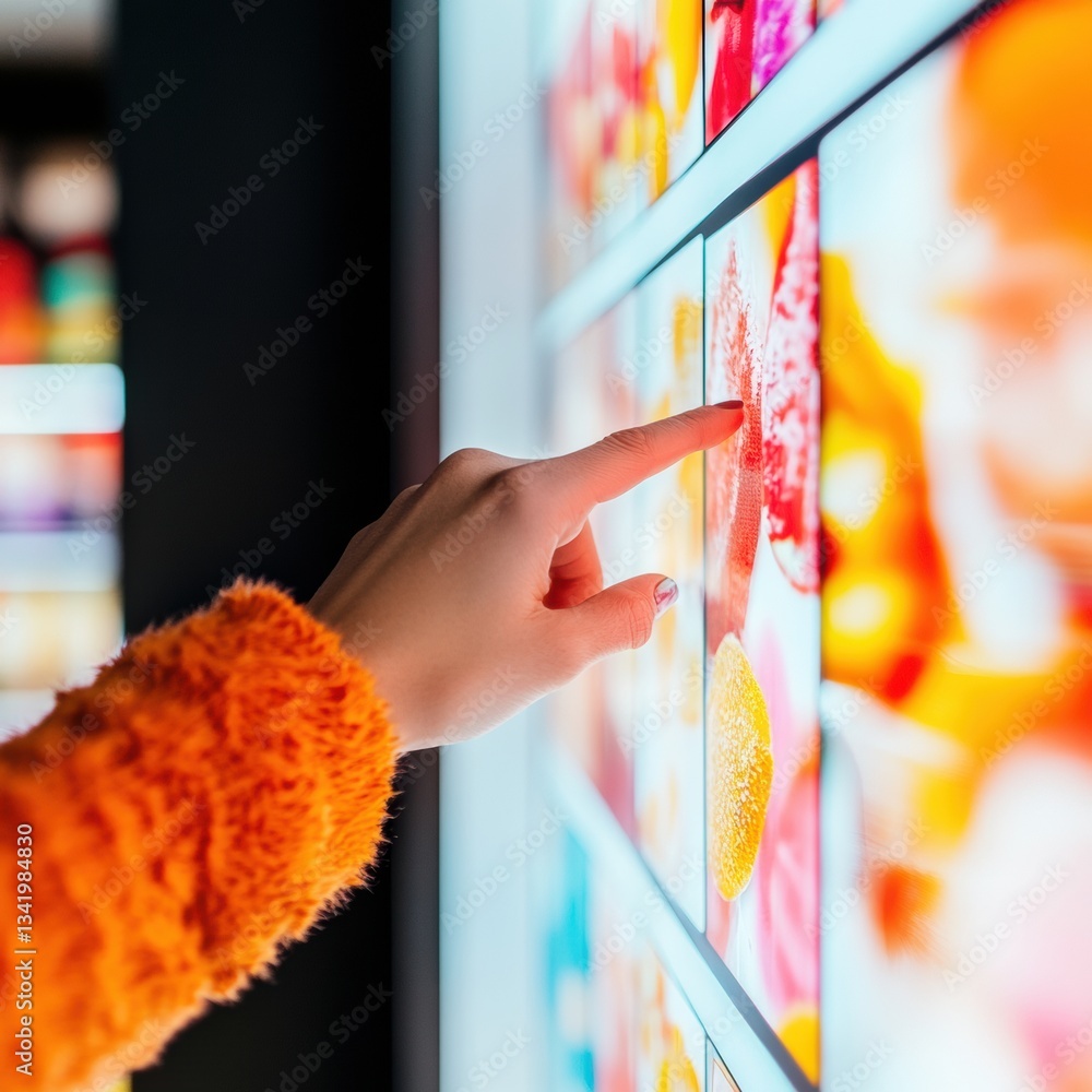 Leinwandbilder Immersive Digital Retail Experience Interactive Touchscreen Display with Vibrant AR Product Visualization - Transformative Multichannel Marketing Innovation for Gen Z Consumers