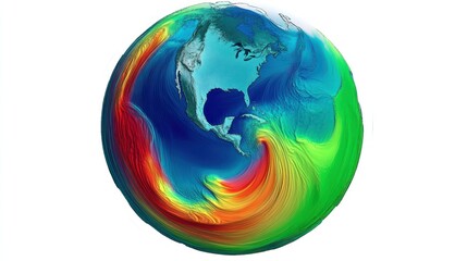 Vivid digital rendering showcasing Earth's climate patterns and weather systems simulation