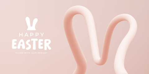 Happy Easter holiday greeting background with colorful ribbon as rabbits ears.