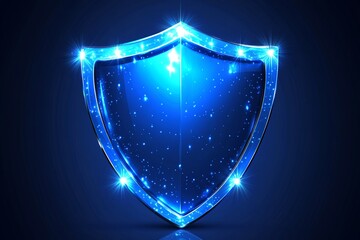 Fototapeta premium Glowing Blue Digital Shield Cybersecurity Protection Concept