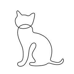 Simple minimalist outline of a sitting cat