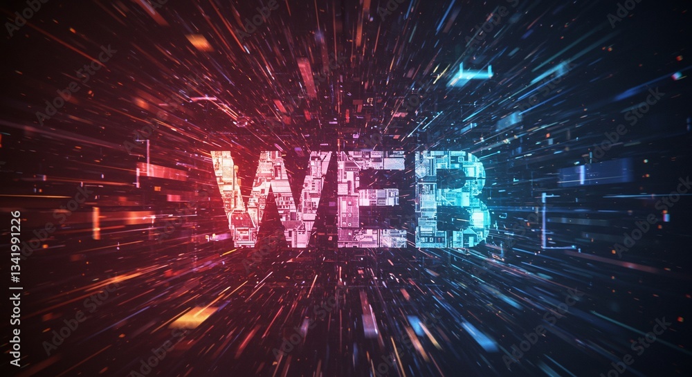 Poster cyber web: a vibrant digital artwork showcasing the word 
