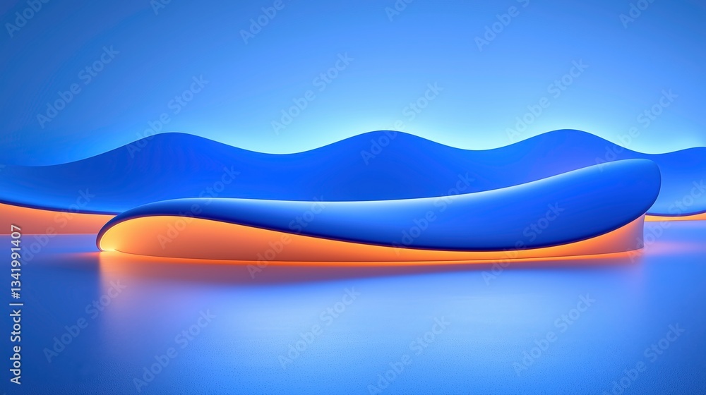 Poster abstract blue wave design: captivating abstract composition with fluid, wave-like forms in varying s