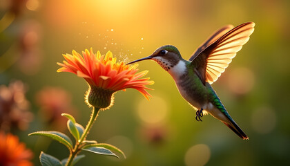 Fototapeta premium hummingbird feeding on flower