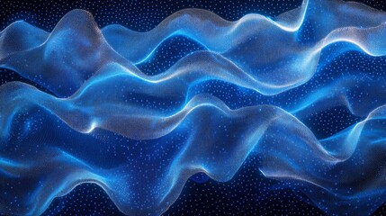 Abstract Blue Glowing Wave Particle Background