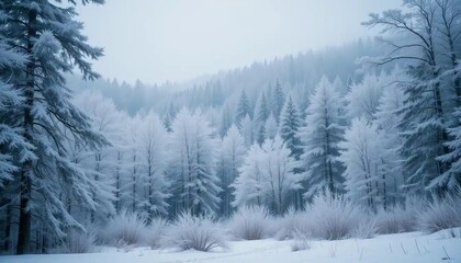 Naklejka premium Snowy Winter Wonderland Forest