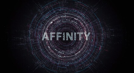 Affinity: A futuristic visual exploration of 'Affinity' with vibrant, glowing lines and intricate patterns, creating a dynamic, immersive experience of connectedness. 