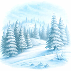 Obraz premium Winter Wonderland. Serene Snow-Covered Forest Landscape