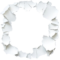 Naklejka premium Cracked Circle in Property: A close-up shot reveals a circular opening with a border of fractured and peeling paint, against a backdrop of what was before.