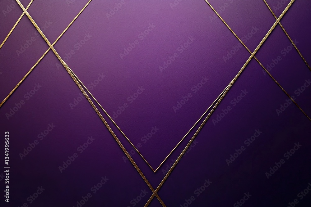 Poster purple backdrop with gold geometric lines creating a sophisticated design element