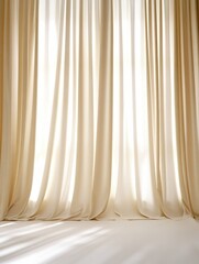 Soft, flowing curtains in a softly lit room creating a serene atmosphere for relaxation