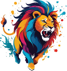 Lion Illustration vector design, Colorful Lion vector design, Lion logo and icon Design