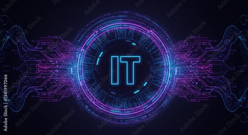 Poster digital it innovation: a stunning visual representation of information technology, with a central 'i