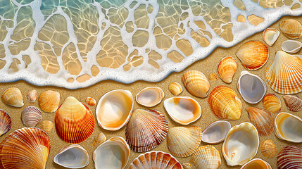 Seashells on Sandy Beach