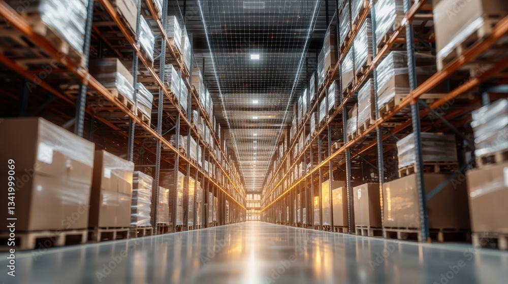 Aufkleber iot-powered supply chain revealing inventory visibility through a translucent real-time digital web