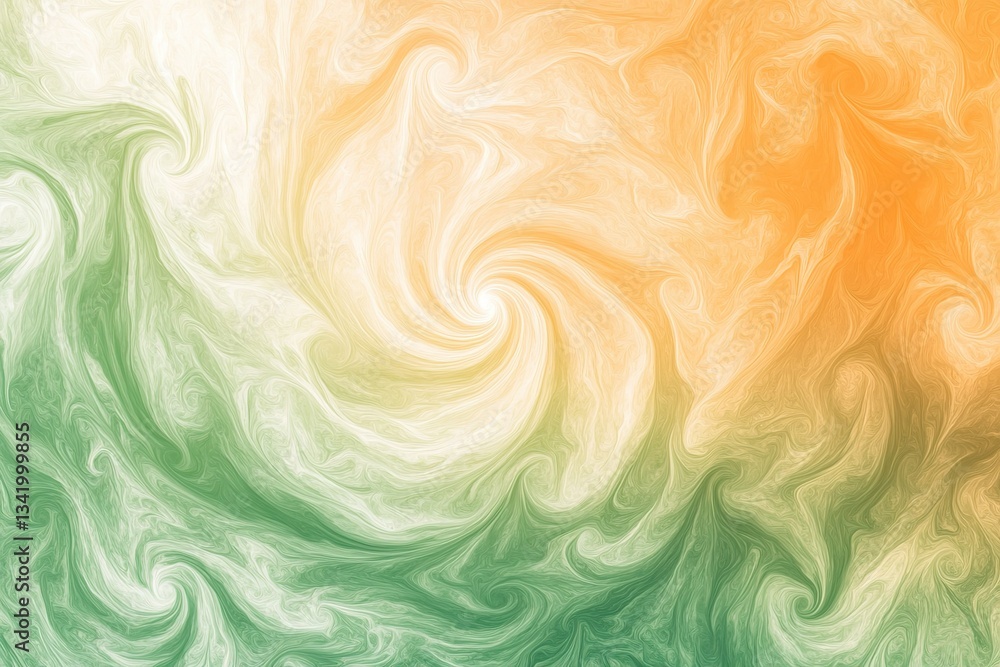 Poster swirling colors: abstract image featuring green white and orange in a dynamic pattern