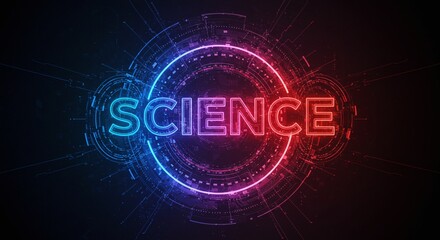 Fototapeta premium Science Illuminated: A captivating digital design showcasing the word 