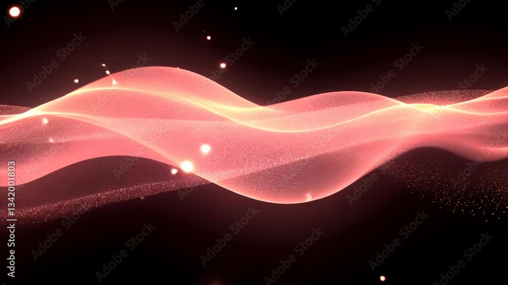 Aufkleber abstract glowing red wave particle design on black background with light flare effect