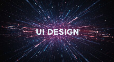 UI Design: A dynamic visual showcasing 'UI DESIGN' with energetic streaks. capturing the essence of digital creativity.